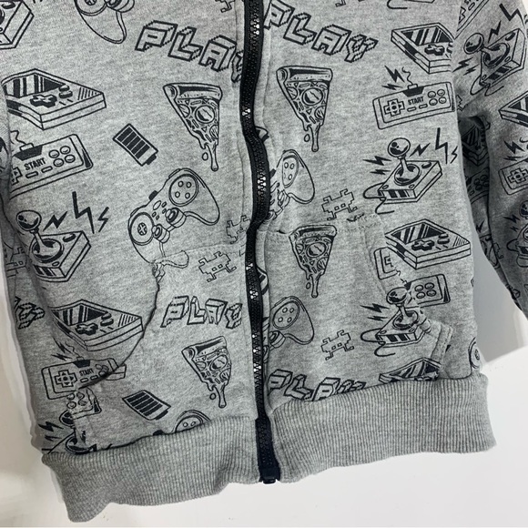 Tony hawk, kids gray all over graphic gamer hooded zip up sweatshirt - Picture 2 of 3